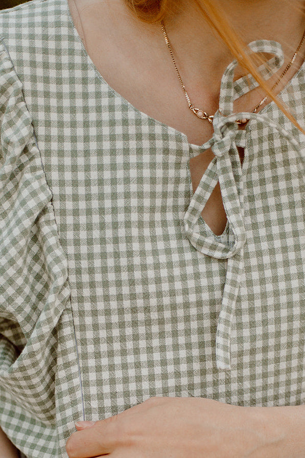 Erika Blouse - Green Gingham