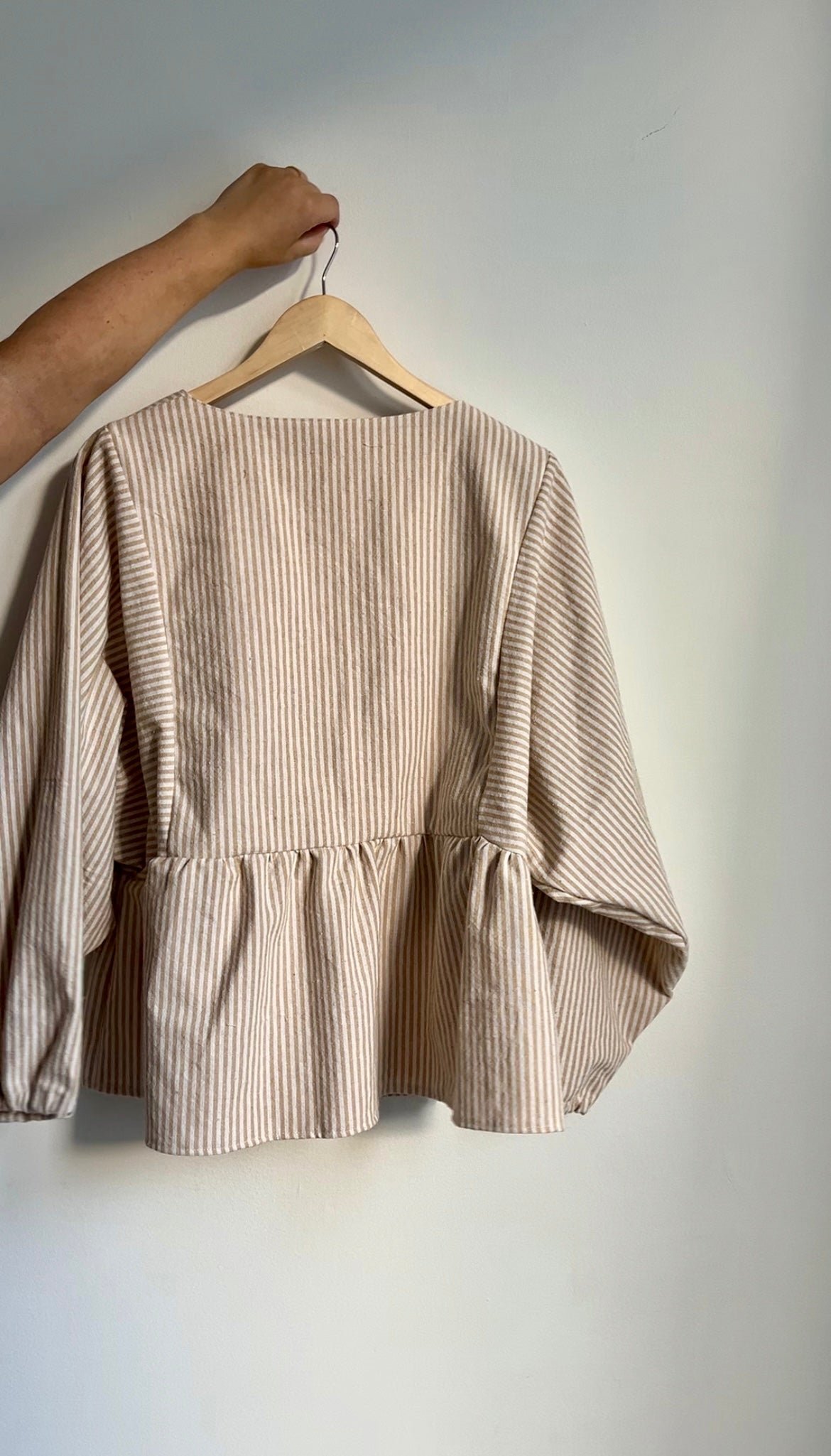 Erika Blouse - upcycled Beige Striped