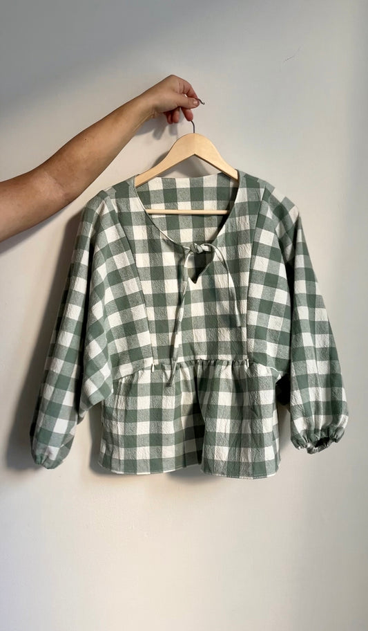 Erika Blouse - Green Gingham