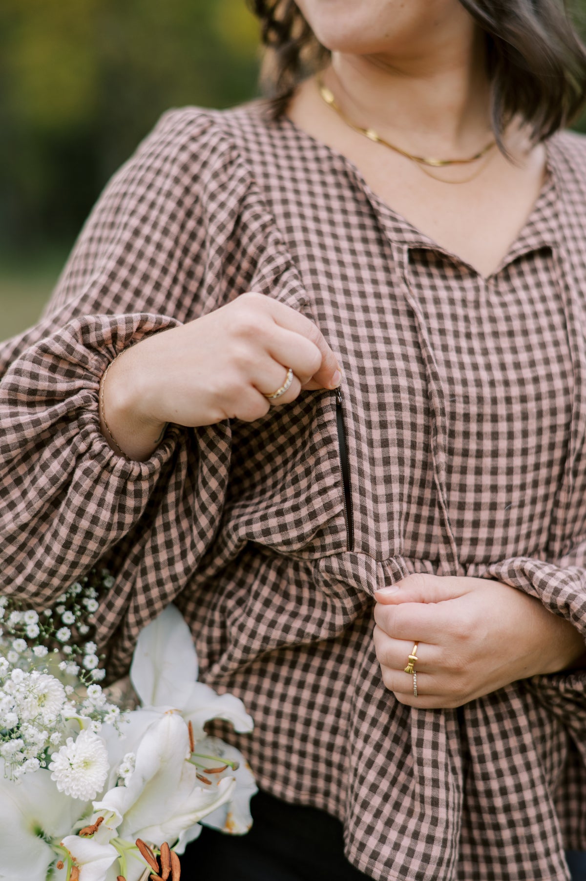 Erika Blouse - Espresso Gingham