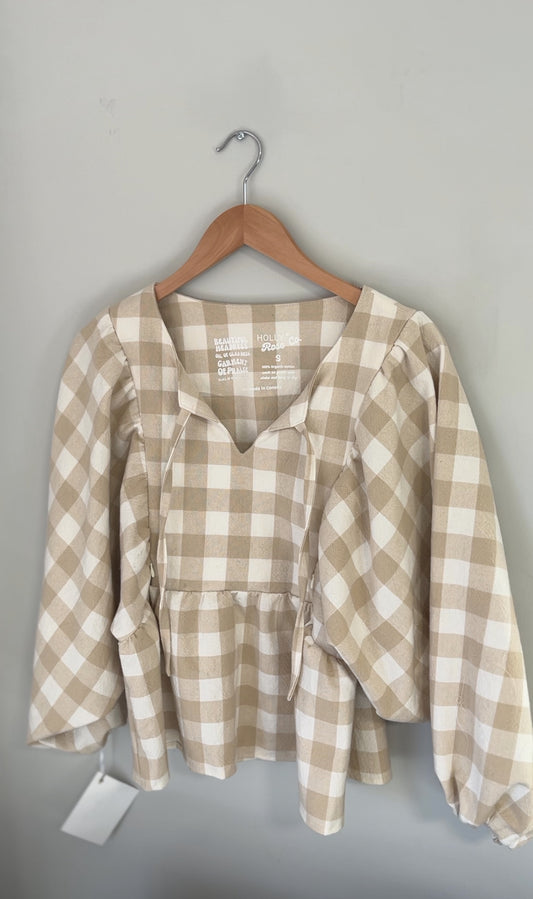 Erika Blouse - Beige Gingham