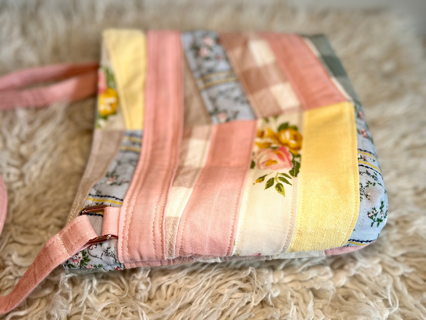 Patchwork Diaper Bag Blush & Ginham