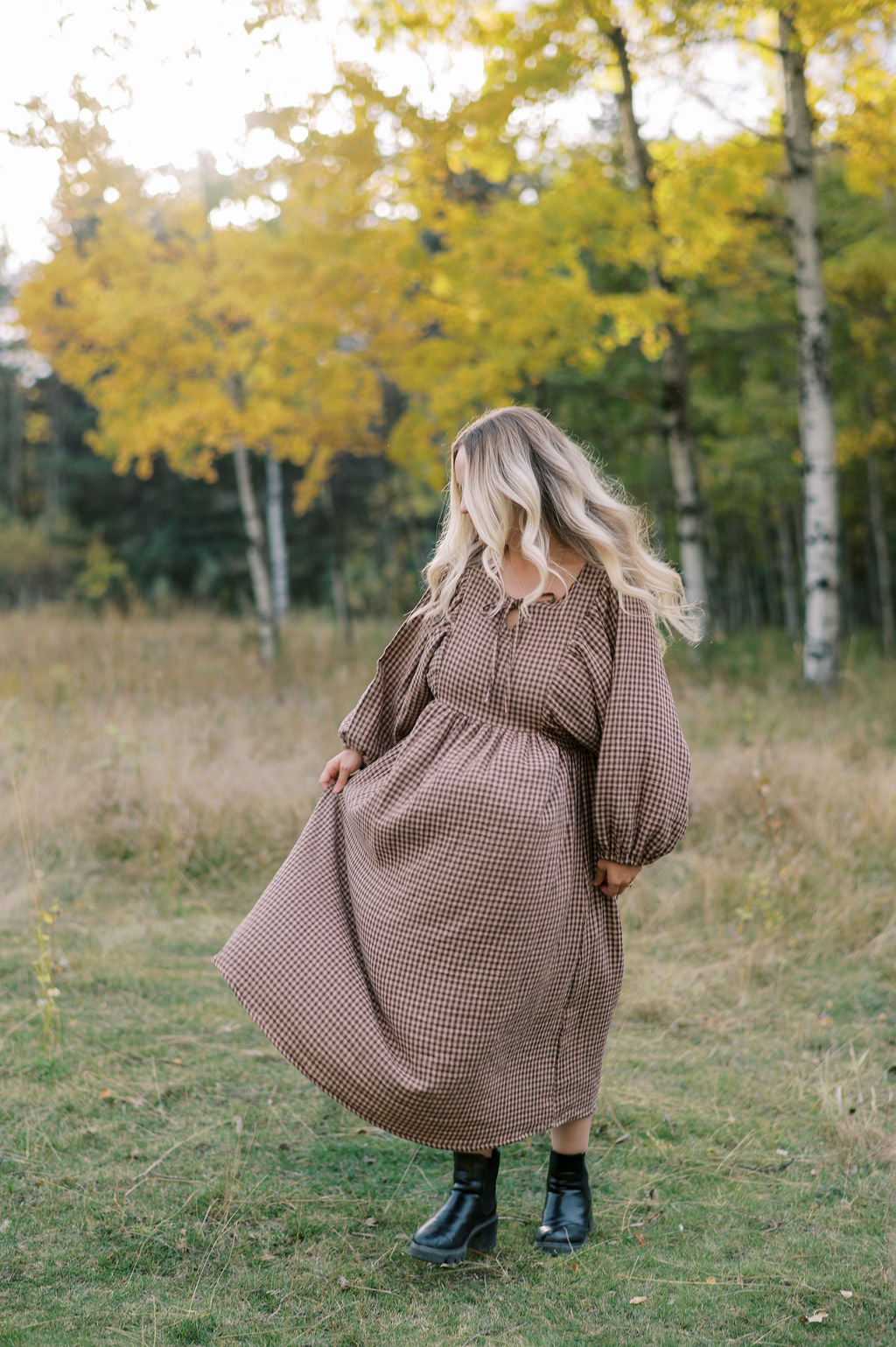 Megan Dress - Espresso Gingham