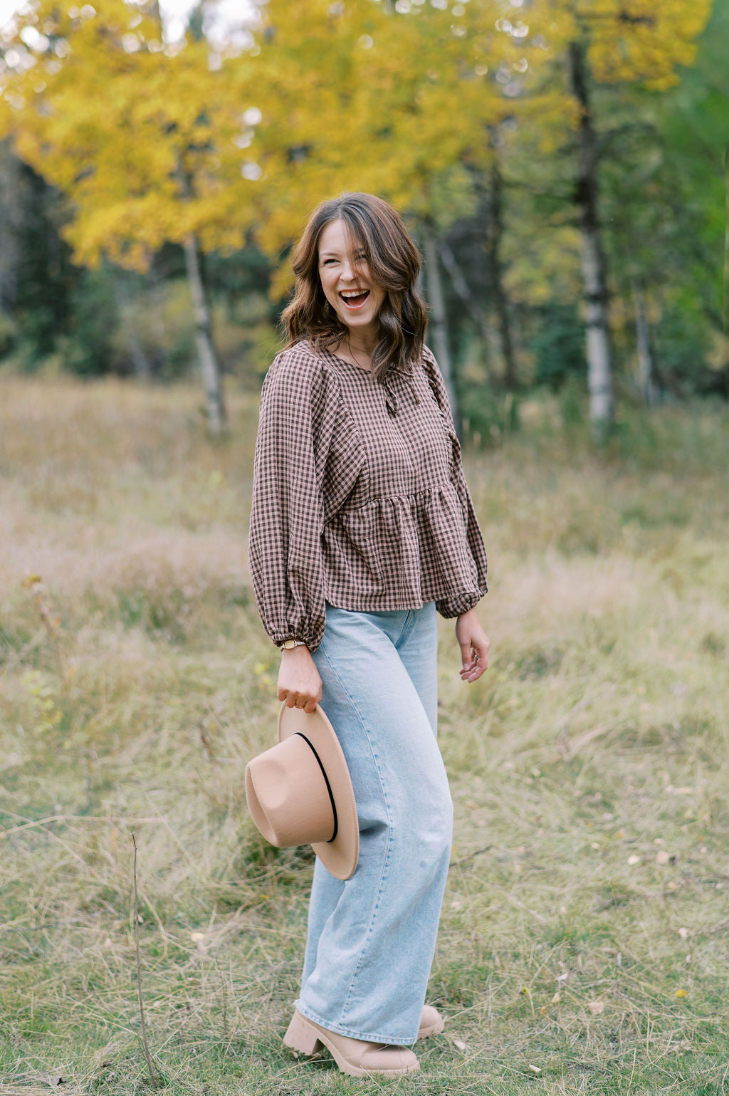 Erika Blouse - Espresso Gingham